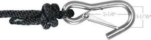 Extreme max boattector 3/8&#034; x 100&#039; solid braid  anchor line w/ snap hook - black