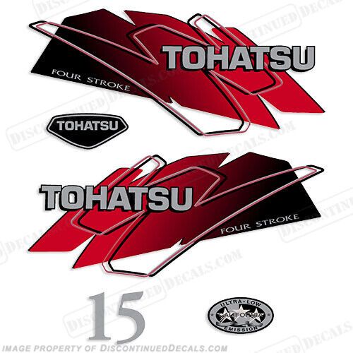 Fits tohatsu 15hp outboard motor engine decal kit - red