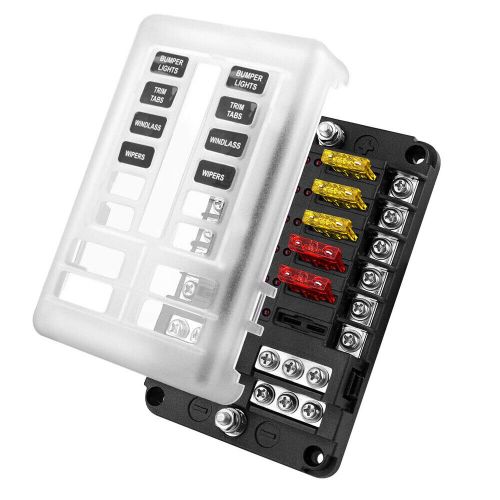 12-way blade block fuse 12v/32v box led indicator auto marine holder waterproof