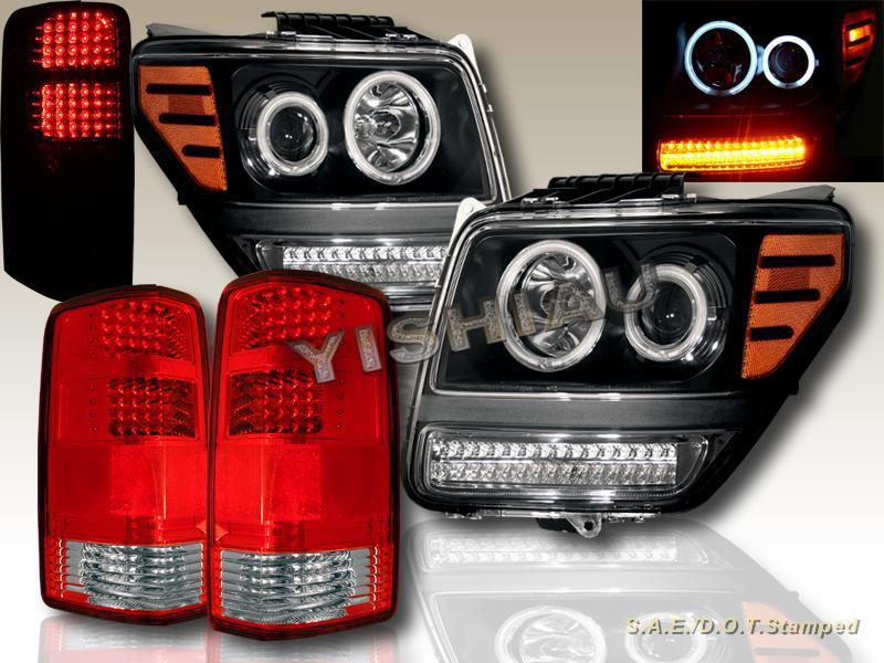 2007 - 2011 dodge nitro dual twin ccfl projector led headlights chrome & led tl