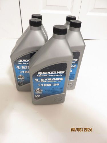 Lot of 5 mercury marine quicksilver 4-stroke 10w-30 engine oil 32oz per bottle