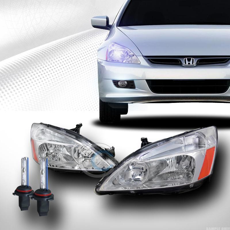 10000k hid xenon jdm chrome head lights lamps signal amber dy 03-07 honda accord