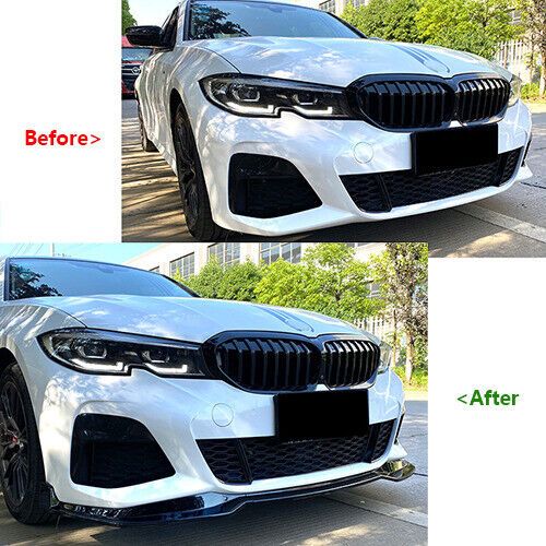 Gloss black front bumper spoiler lip for 19-2022 bmw 3-series g20 330i m-sport