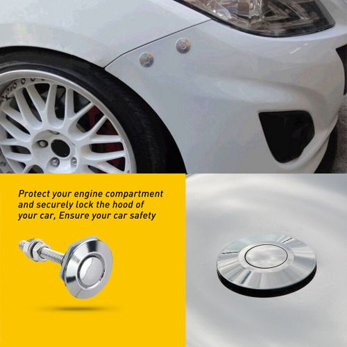 Push Button Quick Release Hood Bonnet Pins Lock Clip Car Bumper Latch Kit Silver, US $10.99, image 3