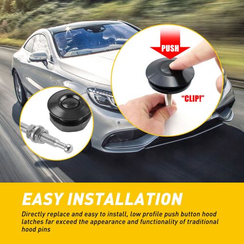 Push Button Quick Release Hood Bonnet Pins Lock Clip Car Bumper Latch Kit Silver, US $10.99, image 9