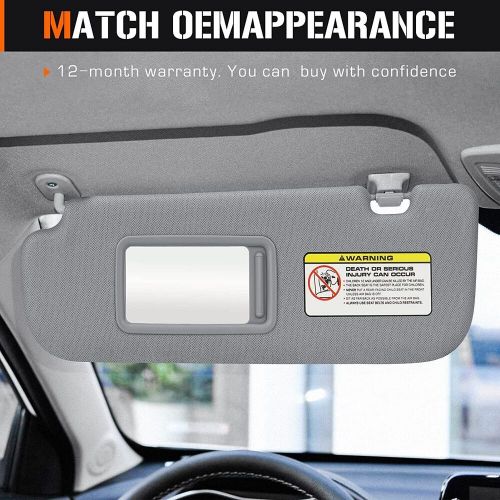 Gray driver left + passenger right side sun visor for hyundai elantra 2011-2015