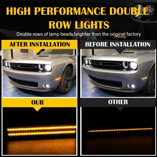 For 08-14 dodge led challenger smoke front side marker lights lamp reflector set