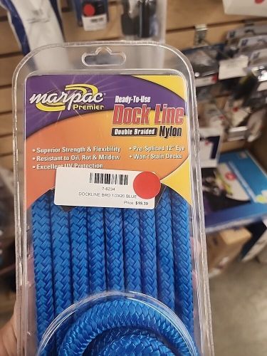 Boat dock lines 4 blue 1/2 x 20 double braid nylon premier mooring marine rope