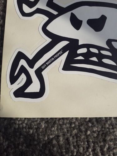 (x2) guy martin skull logo stickers original &#039;proper&#039; edition approx 6&#034;x4&#034; rare