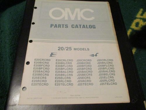 1984 omc evinrude johnson 20 &amp; 25 hp outboard parts catalog manual