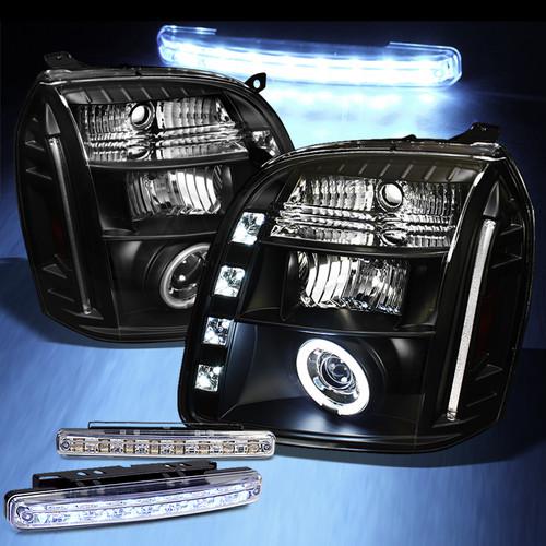 Led bumper fog+07-13 yukon ccfl halo led projector headlights black head lights