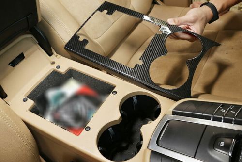 Middle console water cup frame for porsche macan dry carbon fiber trim 2015-2021