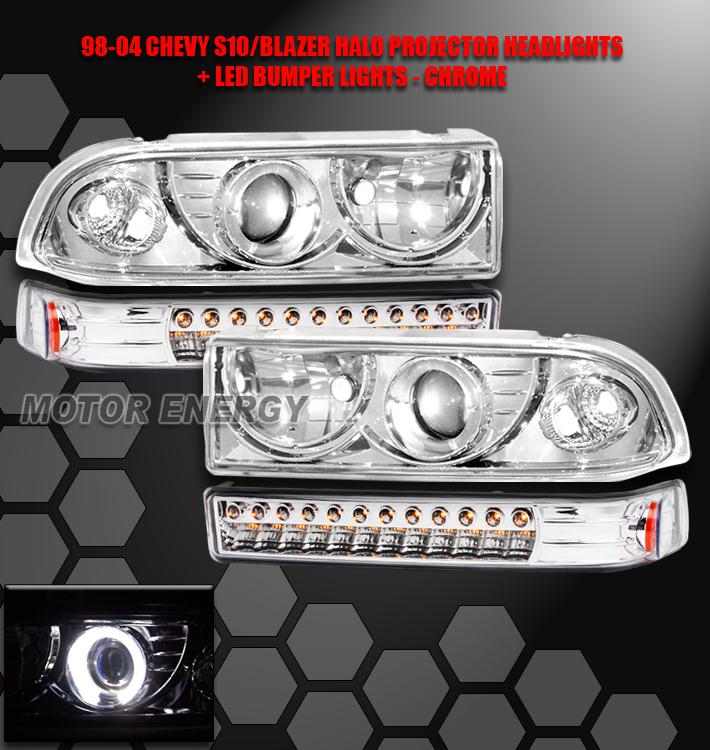 1998-2004 chevy blazer s10 halo projector head light+led bumper signal 2002 2003