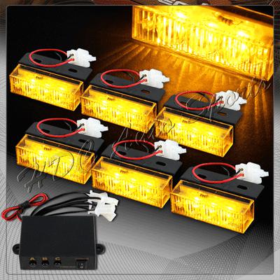 18 amber led / 6 light head emergency hazard warning 12v grille strobe lights