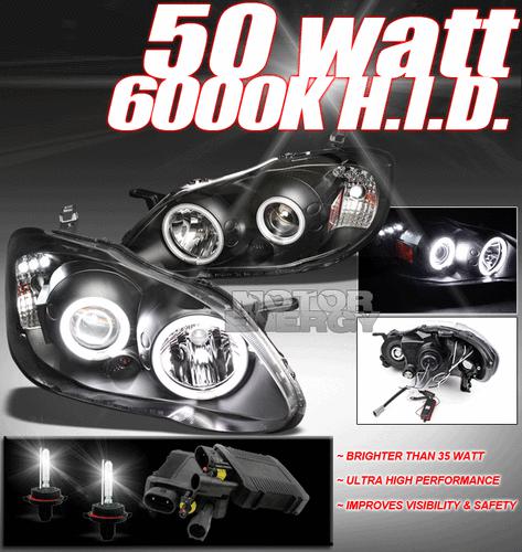 2003-2008 toyota corolla ccfl halo jdm black projector headlight w/50w hid 6000k