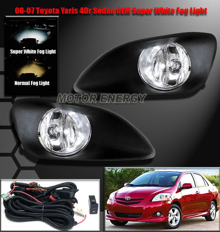 2006-2011 toyota yaris sedan 4dr jdm bumper fog light lamp w/bulb+harness+switch