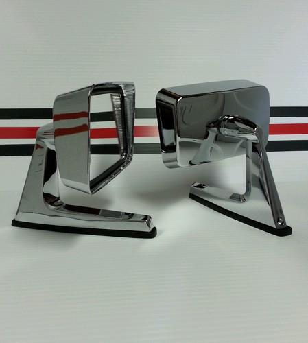 Chrome square styled mirror kit custom x head door & fender mounting style 