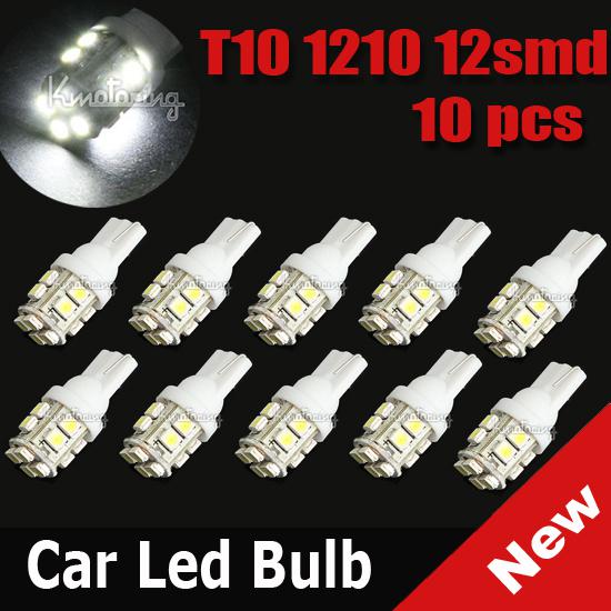 10x 1210 t10 12 smd w5w 168 194 2825 car wedge side light lamp bulb dc12v white