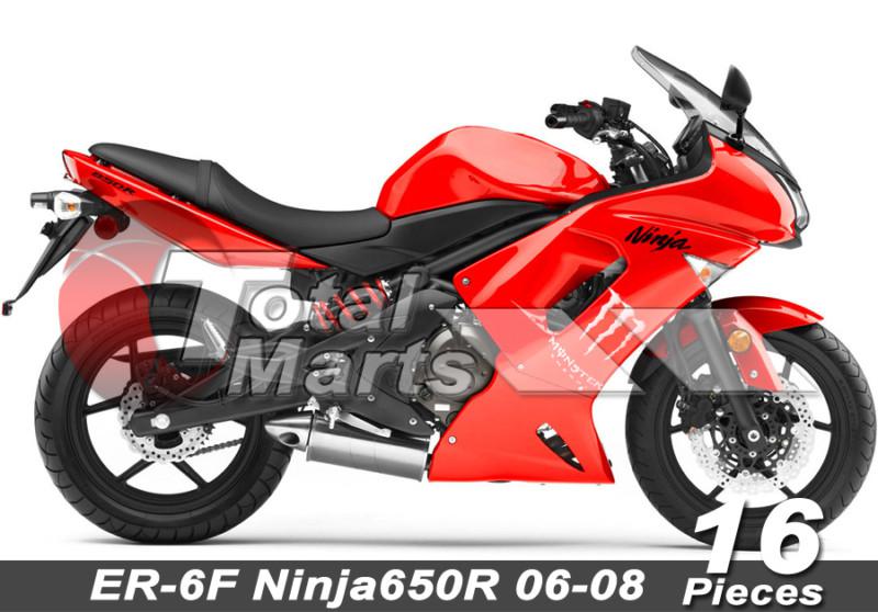 Fairing for kawasaki er-6f ninja 650r 06 07 08 2006 2007 2008 abs red fc8620