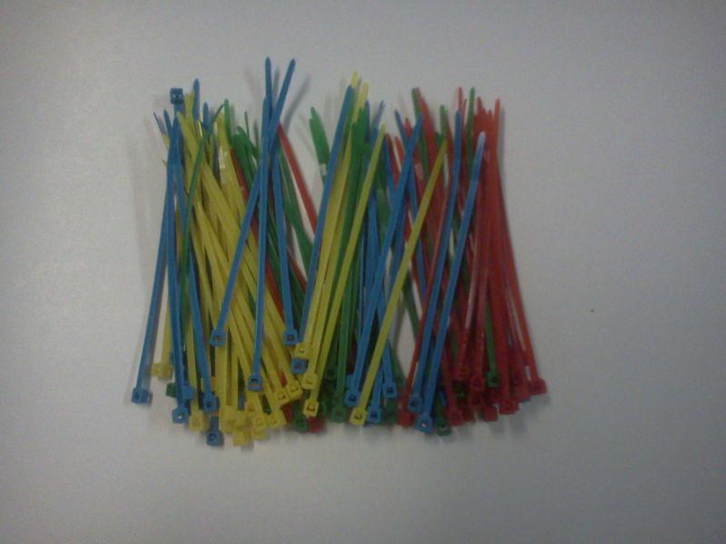  100 pc. 4"  zip ties green blue yellow red