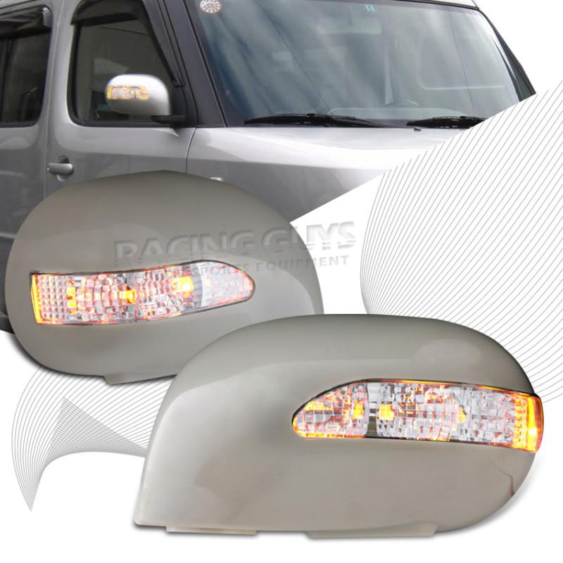 09 10 nissan cube left+right side mirror covers+led turn signal lights sl