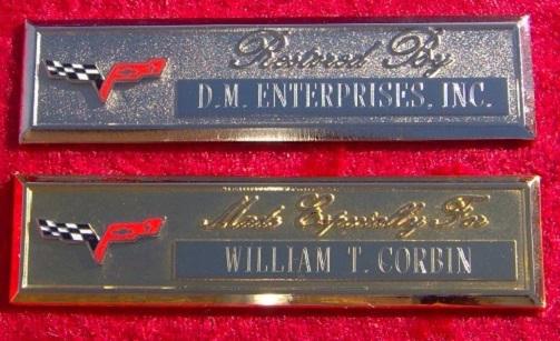 Corvette c6 - custom engraved dash plaque