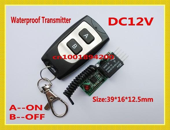 Dc12v 1channel remote control switch system mini receiver + waterproof transmitt