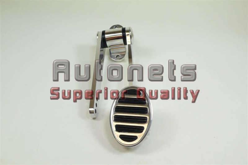 Polished aluminum throttle gas pedal pad oval rubber insert universal fit