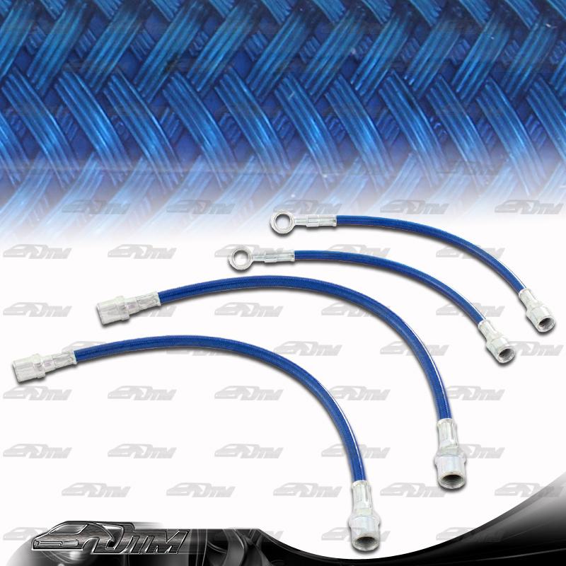 02-05 audi a4 a4 quattro 04-05 s4 front & rear stainless steel brake lines blue