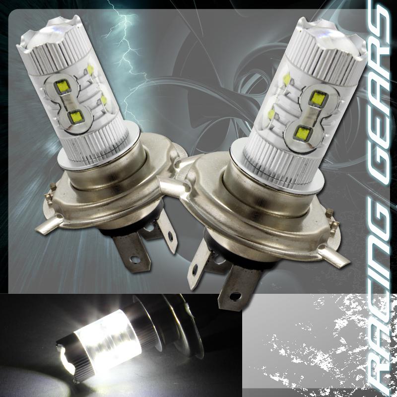 2x chevy ford honda h4 white 10 led 50w projector high low beam fog lights bulb