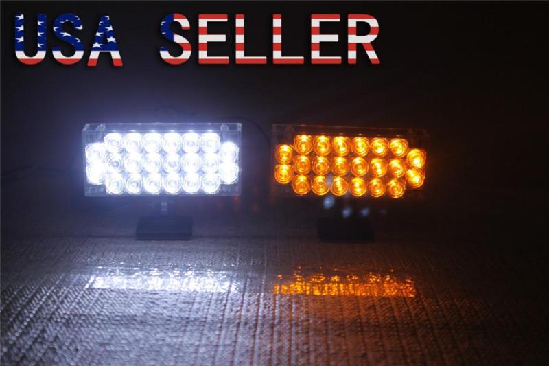 New 2x22 led car truck boat strobe emergency flashing light 2mode white amber