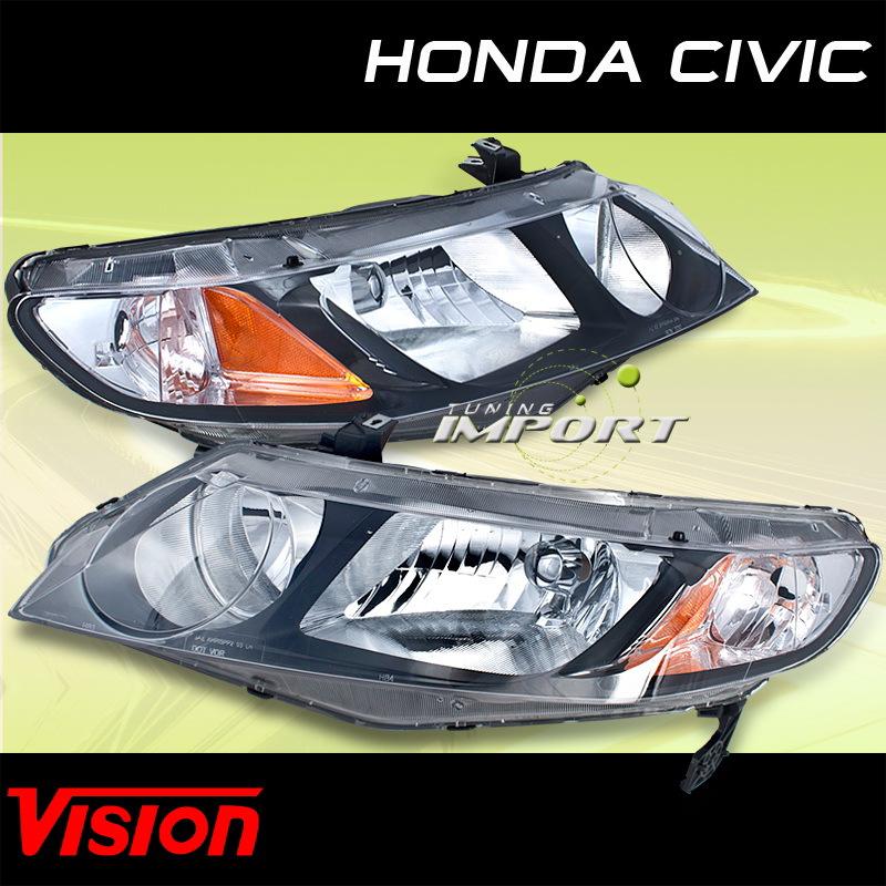 2006-2011 honda civic sedan vision headlight amber reflector replacement pair