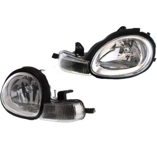 00-02 neon chrome bezel headlights headlamps left lh & right rh pair set