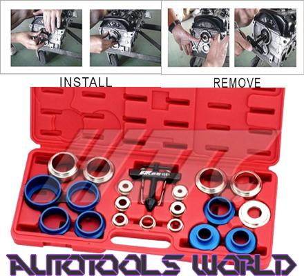 Crank camshaft seal installer kit with long hooks