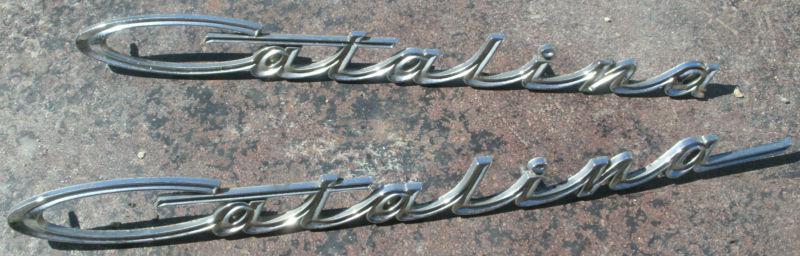 1963 63 1964 64 ponitac catalina front fender emblem pair script lh rh oem gm