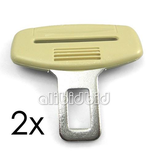 2x universal car safty seat belt apricot buckle alarm canceller eliminator beige