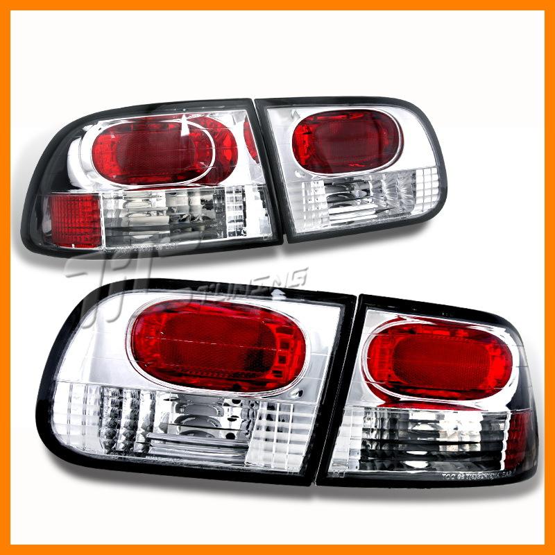 Jdm sport style back clear/red lense tail lights replacement honda civic 2dr lx