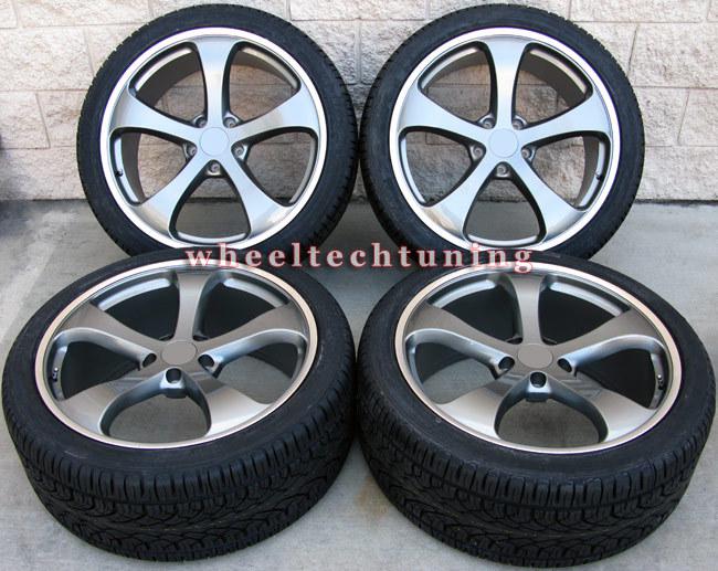 22" porsche panamera 5-star style wheels tires gunmetal with machine lip s 4s 