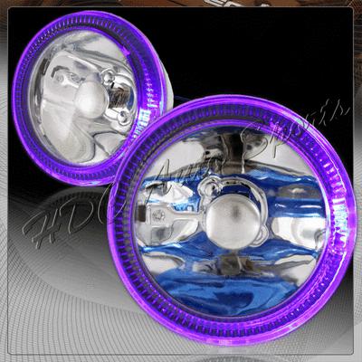 Universal 4" round purple halo chrome / clear glass lens driving fog light lamps