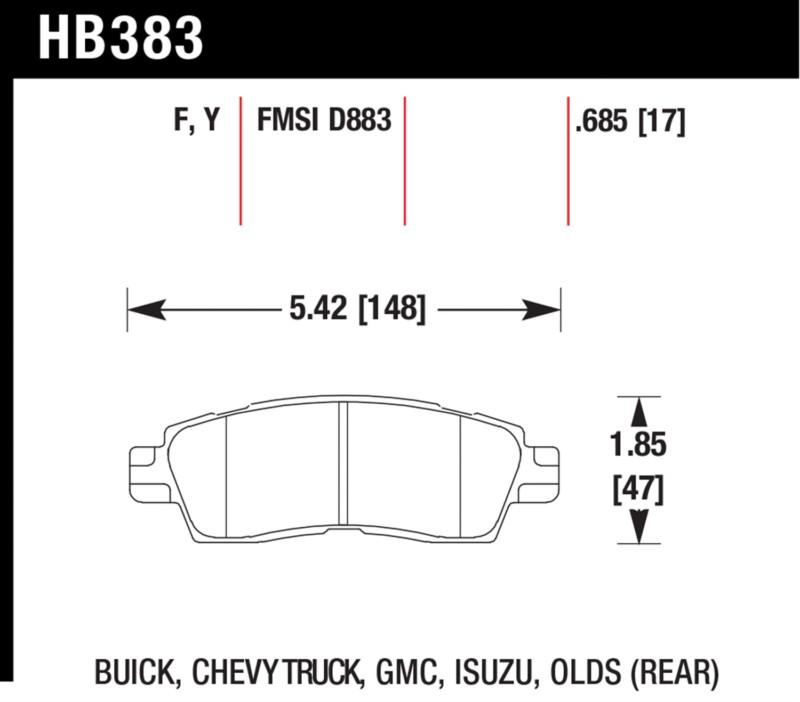 Hawk performance hb383f.685 disc brake pad