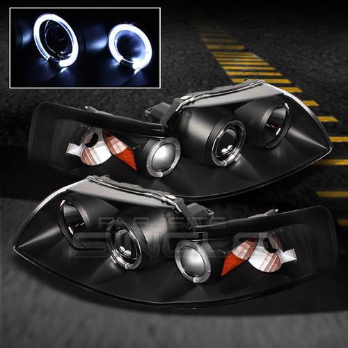 99-04 ford mustang 1pc dual halo projector black headlights w/corner signal lamp