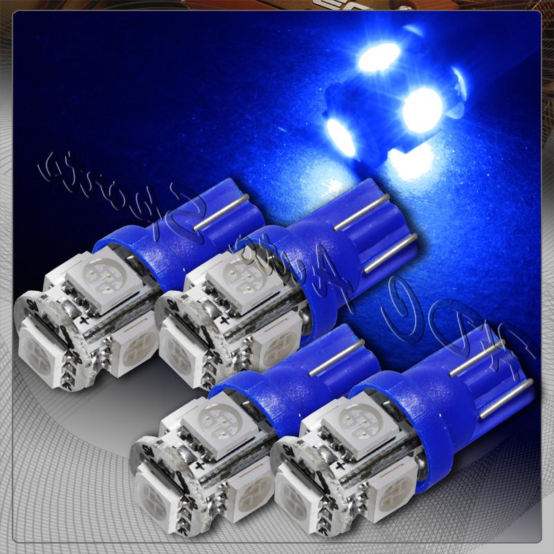 4x 5 smd led t10 194 wedge interior instrument panel gauge replacement bulb blue