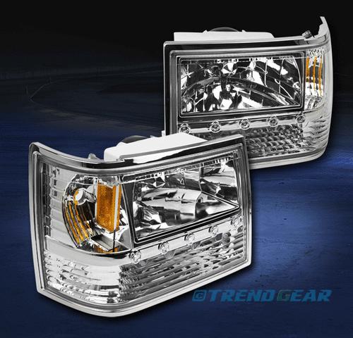 93-98 jeep grand cherokee led crystal chrome head light+corner+bumper signal set