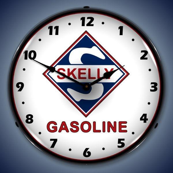 Retro nostalgic lighted clock 14" 18a vintage car hot rod skelly gasoline