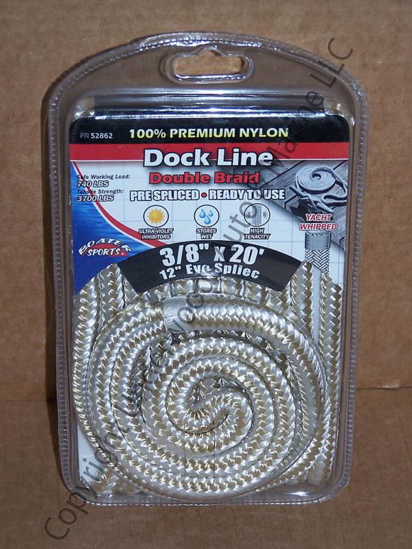 Double braid nylon dock line gold & white 3/8"x20' boat