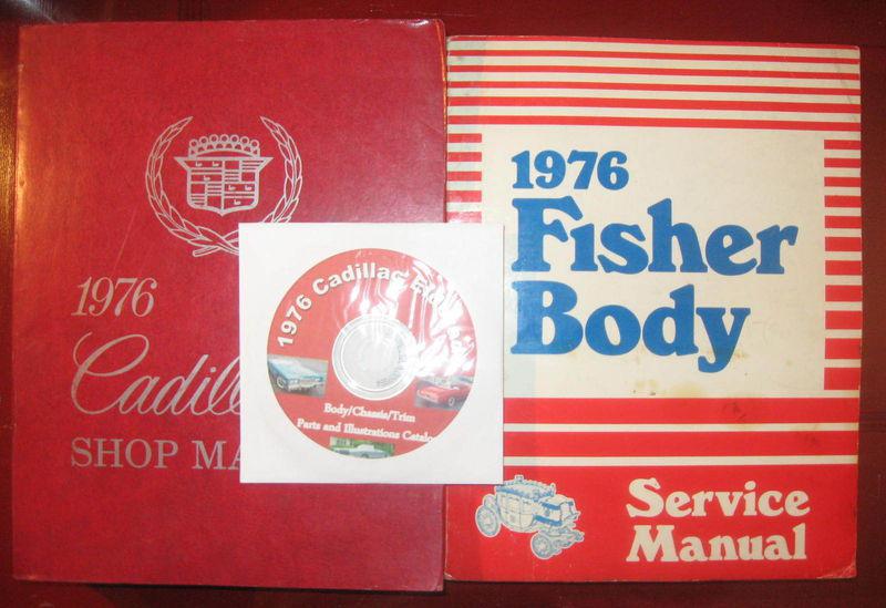 1976 cadillac orig chassis/body shop manual set +parts cd_eldorado convertible