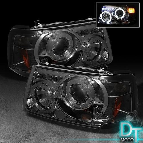 Smoked 01-11 ford ranger dual halo projector headlights w/built in corner lights