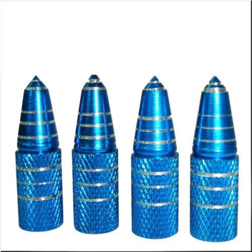 Car bullet  model wheel air valve caps set 4 pcs alloy blue