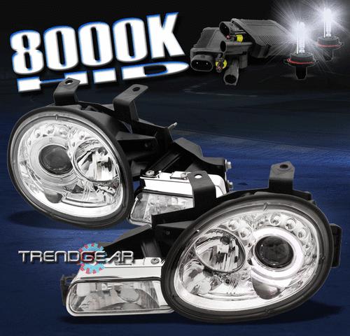 95-99 dodge/plymouth neon halo projector head light w/parking+8000k hid 96 97 98