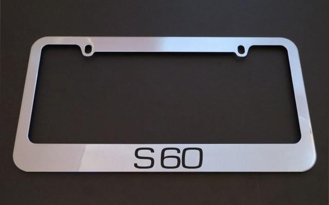 1 brand new s60 chrome metal license plate frames + screw caps